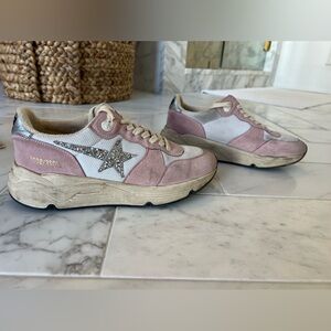 Women’s Golden Goose pink suede running shoes